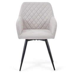 Carlo spisebordsstol - Beige polstret med drejefunktion 360 grader