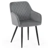 Carlo spisebordsstol - Grå velour med armlæn