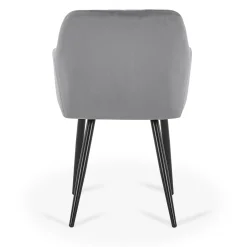 Carlo spisebordsstol - Grå velour med armlæn