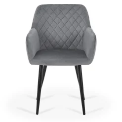 Carlo spisebordsstol - Grå velour med armlæn