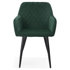 Carlo spisebordsstol - Grøn velour med armlæn