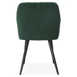 Carlo spisebordsstol - Grøn velour med armlæn