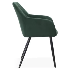 Carlo spisebordsstol - Grøn velour med armlæn