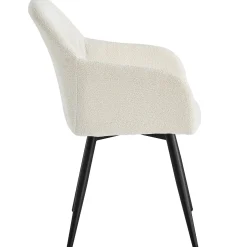 Carlo spisebordsstol - Hvid boucle polstret med armlæn