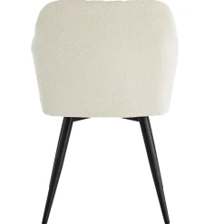 Carlo spisebordsstol - Hvid boucle polstret med armlæn