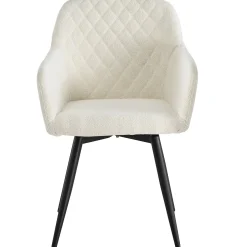 Carlo spisebordsstol - Hvid boucle polstret med armlæn