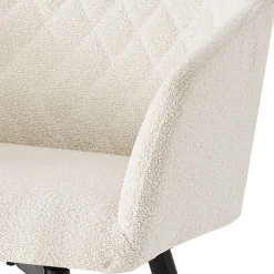 Carlo spisebordsstol - Hvid boucle polstret med armlæn