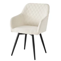 Carlo spisebordsstol - Hvid boucle polstret med armlæn