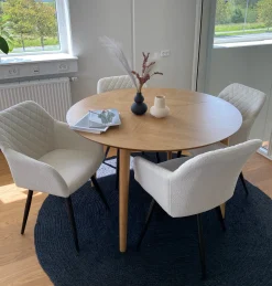 Carlo spisebordsstol -  Hvid boucle med drejefunktion 360 grader