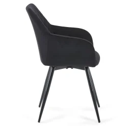 Carlo spisebordsstol - Sort velour med drejefunktion 360 grader