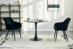 Carlo spisebordsstol - Sort velour med armlæn