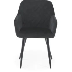 Carlo spisebordsstol - Sort velour med armlæn