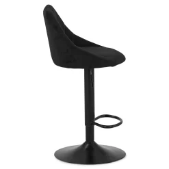 Cassie - Sort justerbar barstol i velour med drejefunktion 360 grader