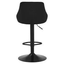 Cassie - Sort justerbar barstol i velour med drejefunktion 360 grader