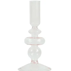 Chicka lysestage glas lyserød 21 cm