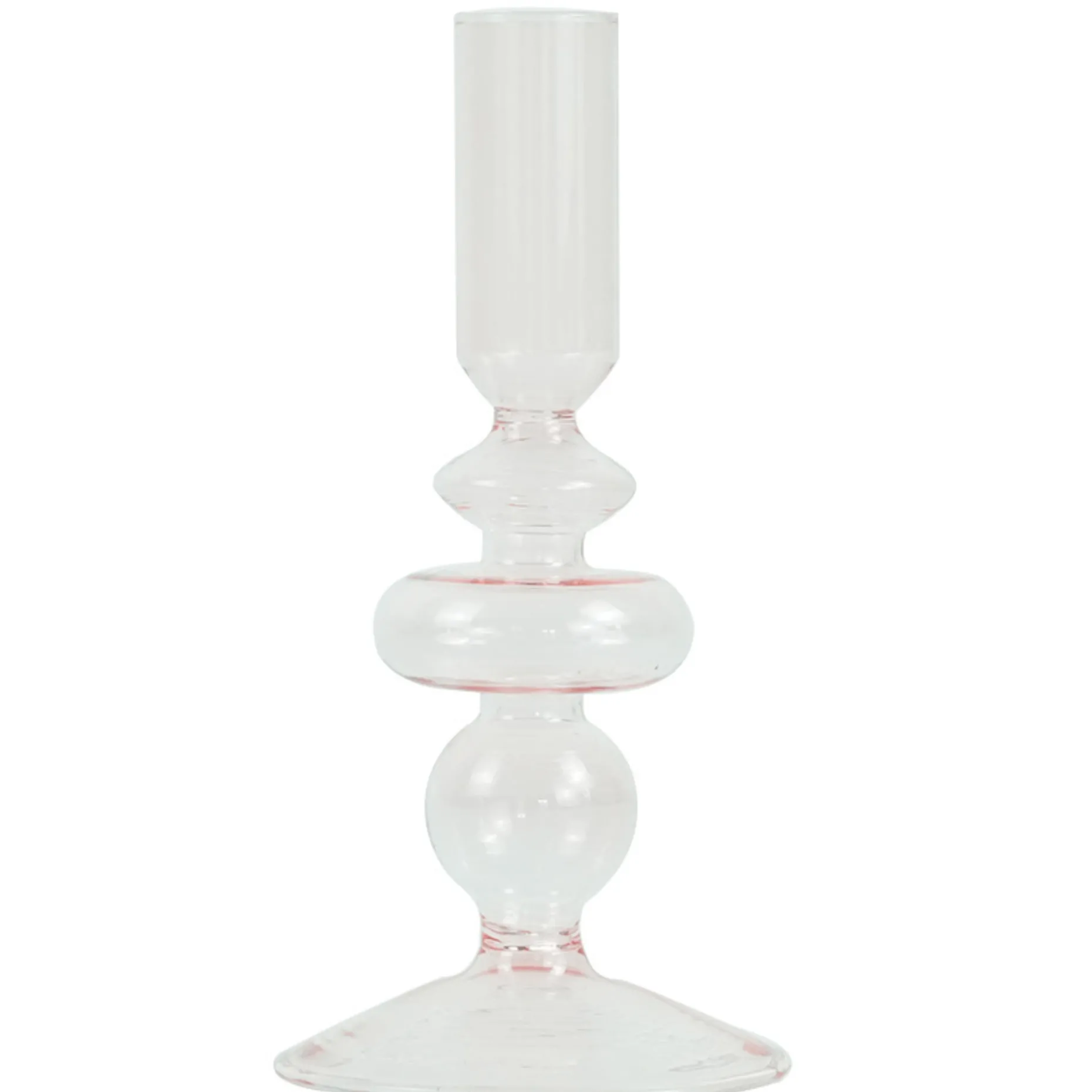 Chicka lysestage glas lyserød 21 cm