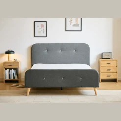 Christian seng i grå 140x200 cm inkl. sengelameller og madrasser