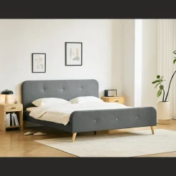 Christian seng i grå 180x200 cm inkl. sengelameller og madrasser