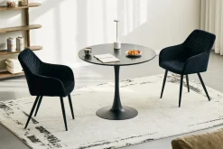 Diego rundt spisebord i sort med trompetfod Ø90 cm