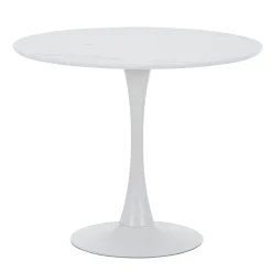 Diego spisebord i hvid marmor look Ø90