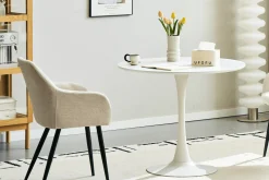 Diego spisebord i hvid marmor look Ø90