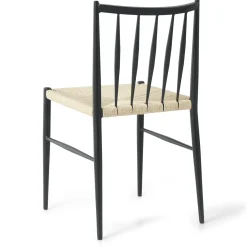 Elena spisebordsstol - sort med fletsæde