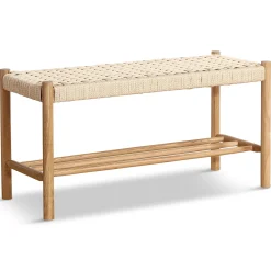 Elias bænk i eg med flet sæde 90x35x45 cm