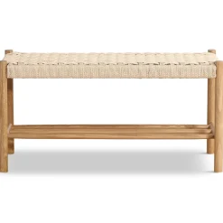 Elias bænk i eg med flet sæde 90x35x45 cm