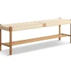 Elias bænk i eg med flet sæde 140x35x45 cm