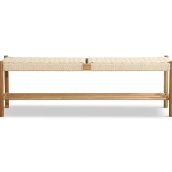 Elias bænk i eg med flet sæde 140x35x45 cm