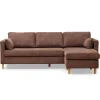 Ellis - Højrevendt og venstrevendt vendbar chaiselong sofa brun fløjl - L: 215 x D: 82 x H: 78 cm