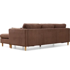 Ellis - Højrevendt og venstrevendt vendbar chaiselong sofa brun fløjl - L: 215 x D: 82 x H: 78 cm
