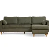 Ellis - Højrevendt og venstrevendt vendbar chaiselong sofa grøn fløjl - L: 215 x D: 82 x H: 78 cm