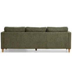 Ellis - Højrevendt og venstrevendt vendbar chaiselong sofa grøn fløjl - L: 215 x D: 82 x H: 78 cm