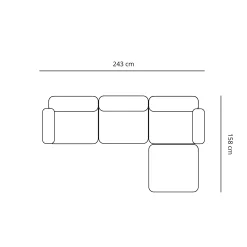 Emilia modulsofa i beige 3 moduler højre- og venstrevendt chaiselong L: 243 X D: 158 X H: 72 cm