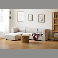 Emilia modulsofa i beige 4 moduler med højre- og venstrevendt chaiselong L: 328 X D: 158 X H: 72 cm