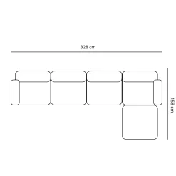 Emilia modulsofa i sand 4 moduler med højre- og venstrevendt chaiselong L: 328 X D: 158 X H: 72 cm