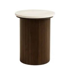 Enzo sidebord i stenbordplade med røget eg lamelfod Ø40 cm