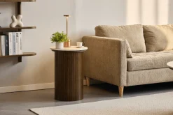 Enzo sidebord i stenbordplade med røget eg lamelfod Ø40 cm