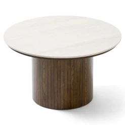 Enzo sofabord i stenbordplade med røget eg lamelfod Ø78 cm