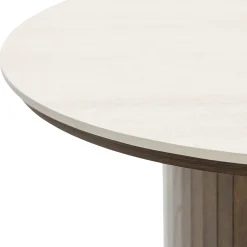 Enzo sofabord i stenbordplade med røget eg lamelfod Ø78 cm