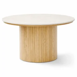 Enzo sofabord i stenbordplade i eg lamelfod Ø78