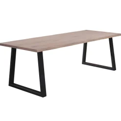 Esther plankebord - 200x95 cm - i hvidolieret eg med firkantet ben - (Forberedt til tillægsplader)