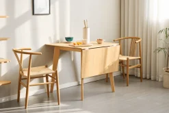 Ezra - Eg klap ud spisebord med tillægsplader i lakeret egefiner - 80/120 x 80 cm