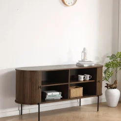 Florence jalousi skab med lameller i røget eg 160x45x75 cm