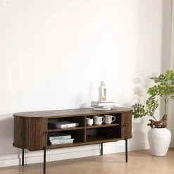 Florence jalousi tv-bord med lameller i røget eg 138x40x55 cm