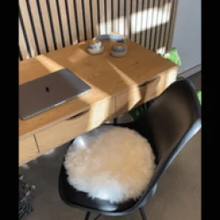 Ægte lammeskindshynde - Hvid Ø35 cm