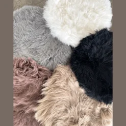 Ægte lammeskindshynde - Sort Ø40 cm