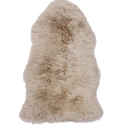 Ægte New Zealand lammeskind langhåret - Beige 95x65 cm