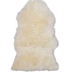 Ægte New Zealand lammeskind langhåret - Hvid 95x65 cm